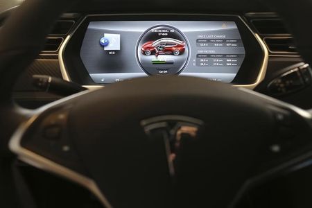 © Reuters. The dashboard of a Tesla Model S is shown at a Tesla Motors dealership at Corte Madera Village, an outdoor retail mall, in Corte Madera