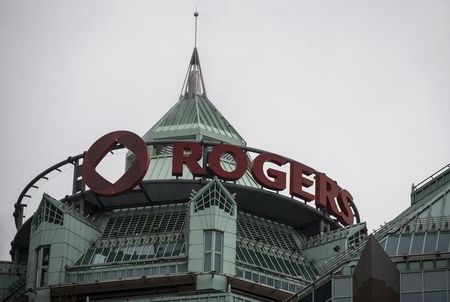 © Reuters. A Rogers sign is seen at its headquarters following the Rogers Communications Inc AGM in Toronto