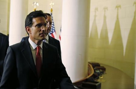 © Reuters. Outgoing House Majority Leader Eric Cantor arrives for House Republican leadership elections in the Longworth House Office Building on Capitol Hill in Washington