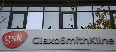 © Reuters. A logo of GlaxoSmithKline Pharmaceuticals Ltd company is pictured outside its headquarters in Mumbai