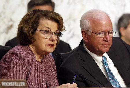 © Reuters. Senate Intelligence Committee Chair Senator Feinstein (D-CA) and Vice Chairman Senator Chambliss (R-GA) listen during the Senate Intelligence Committee hearing on the House-passed FISA reform bill while on Capitol Hill