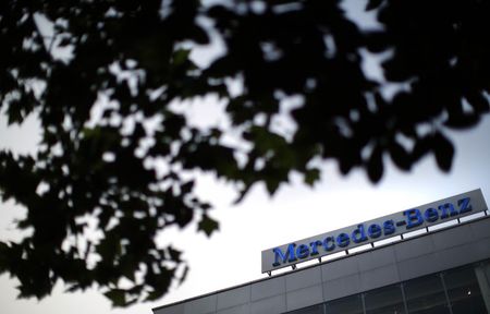 © Reuters. File photo of a Mercedes-Benz sign seen at a dealership in Shanghai