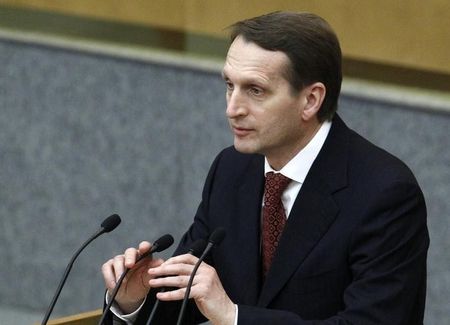 © Reuters. Parlamentar russo Sergei Naryshkin discursa em sessão do Parlamento em Moscou