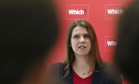 © Reuters. Britain's Minister for Employment Relations and Consumer Affairs Swinson speaks during a news conference about the consumer payday loan market in London