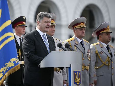 © Reuters. Poroshenko discursa em Dia da Independência da Ucrânia