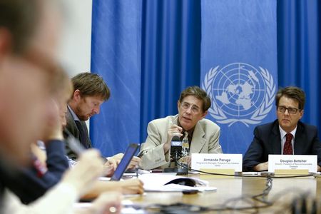 © Reuters. World Health Organization(WHO) press briefing on E-Cigarettes at the United Nations in Geneva
