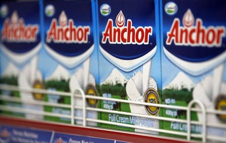 © Reuters. Fonterra's Anchor brand milk powder packets are seen on shelves at a shop in Colombo