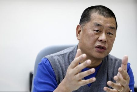 © Reuters. Lai, chairman and founder of Next Media, speaks during an exclusive interview with Reuters in Taipei