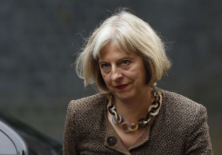 © Reuters. Britain's Home Secretary Theresa May arrives for a meeting at Number 10 Downing Street in London