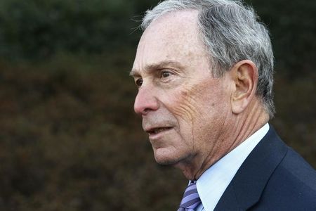 © Reuters. Bloomberg talks to reporters after meeting with Obama and business and civic leaders for an event to discuss his "My Brother's Keeper" initiative at the White House in Washington