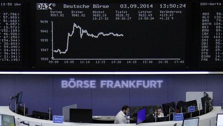 © Reuters. Las bolsas europeas caen antes de la reunión del BCE