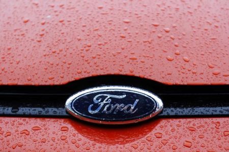 © Reuters. The Ford logo is seen on a vehicle at Ford car plant in Craiova