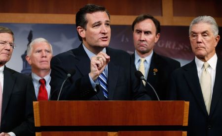 © Reuters. Cruz holds a news conference with several Republican House members about immigration and border security, at the U.S. Capitol in Washington