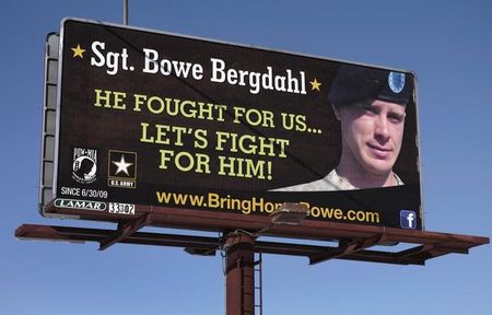 © Reuters. A billboard calling for the release of U.S. Army Sergeant Bowe Bergdahl near Spokane Washington