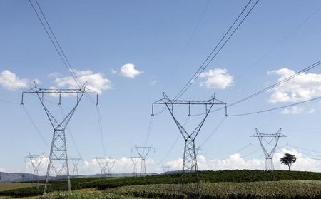 © Reuters. Torres de transmissão de energia em uma fazenda de café em Santo Antônio do Jardim