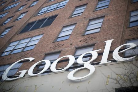 © Reuters. Google signage seen at the company's offices in New York