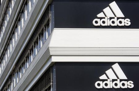 © Reuters. Adidias logos are seen on the company's building in Landersheim near Strasbourg