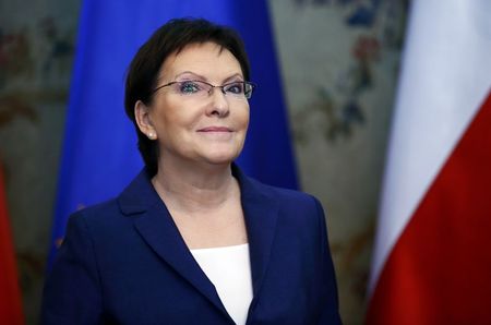 © Reuters. Polish parliament speaker Kopacz looks on after being nominated as new prime minister by President Komorowski in Warsaw