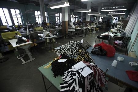 © Reuters. An empty work hall is seen during a strike at the Arena Moda factory in Pula