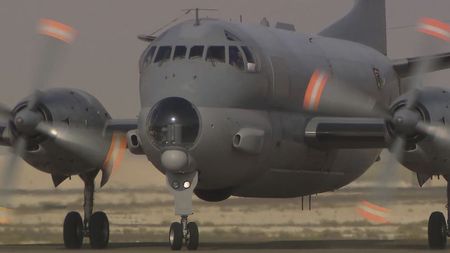 © Reuters. Handout shows an Atlantique 2 maritime patrol aircraft on the tarmac at Al-Dhafra airbase