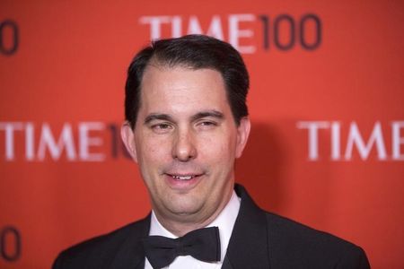 © Reuters. Honoree and politician Scott Walker arrives at the Time 100 gala celebrating the magazine's naming of the 100 most influential people in the world for the past year in New York