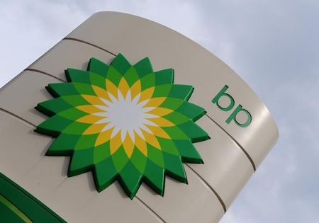 © Reuters. A British Petroleum logo is seen at a petrol station in south London