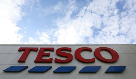 © Reuters. A Tesco sign is seen outside a store in south London