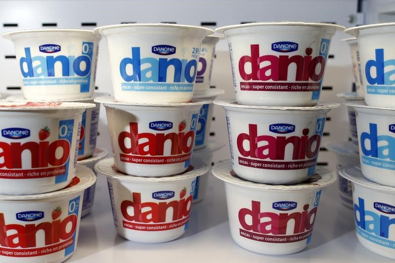 &copy; Reuters Yoghurt called Danio produced by French Dairy Group Danone are seen on display on shelves during the company's 2013 annual results presentation in Paris