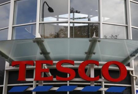 © Reuters. A Tesco sign is seen outside a store in south London
