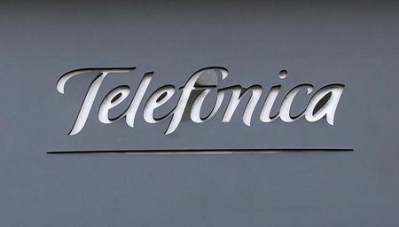 © Reuters. A logo of Spain's telecommunications giant Telefonica is seen on a building in Madrid