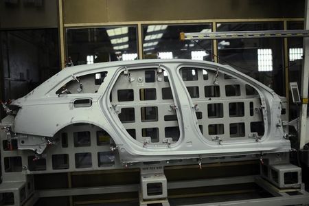 © Reuters. A pressed steel car part is seen at the factory of Troqueleria Del Norte, die-manufacturers for the automotive sector, in Sondika