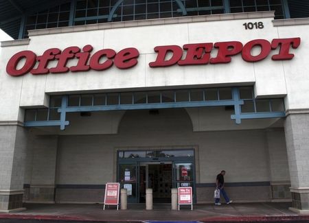 © Reuters. Office Depot store front is shwon in California