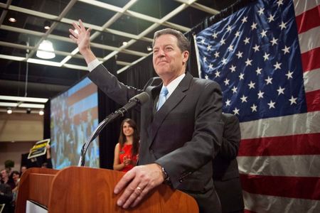 © Reuters. Republican Kansas Governor Brownback speaks to supporters after winning re-election in the U.S. midterm elections in Topeka