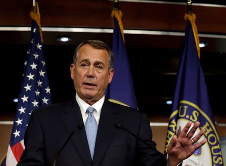 © Reuters. U.S. Speaker of the House Boehner speaks during news conference after midterm elections in Washington