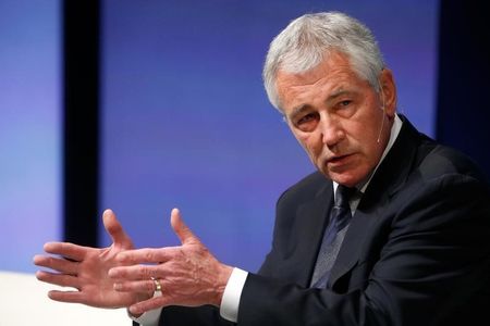 © Reuters. U.S. Secretary of Defense Chuck Hagel participates in the Washington Ideas Forum, in Washington