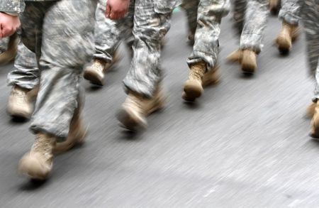 © Reuters. US army soldiers are seen marching in the St. Patrick's Day Parade in New York