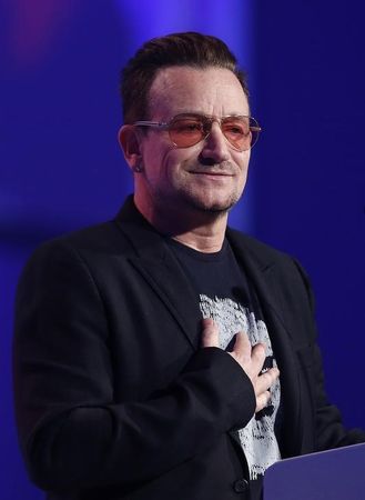 © Reuters. Singer Bono speaks at the European People's Party (EPP) Elections Congress in Dublin