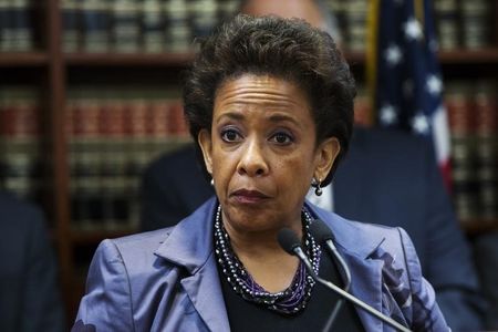 © Reuters. United States Attorney Loretta E. Lynch speaks during an announcement of the arrest of Abraxas J. (