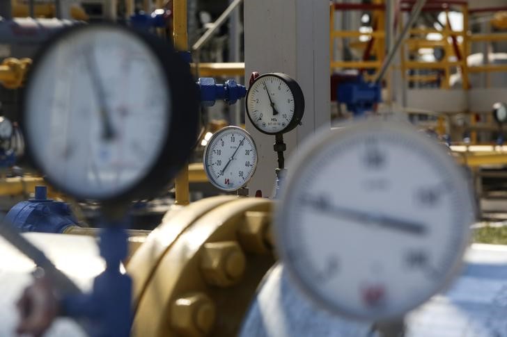 © Reuters. Датчики давления на газовой станции в Червоном Донце, Украина