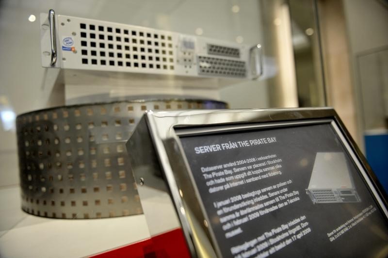 © Reuters. Pirate Bay's first server is displayed at the Technical Museum in Stockholm