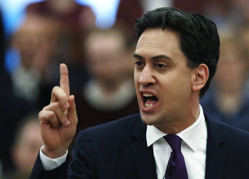 © Reuters. Britain's opposition Labour party leader Ed Miliband delivers a speech on his leadership at University of London