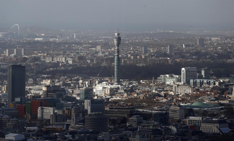 © Reuters. The BT communication tower is seen from The View gallery at the Shard, western Europe's tallest building, in London