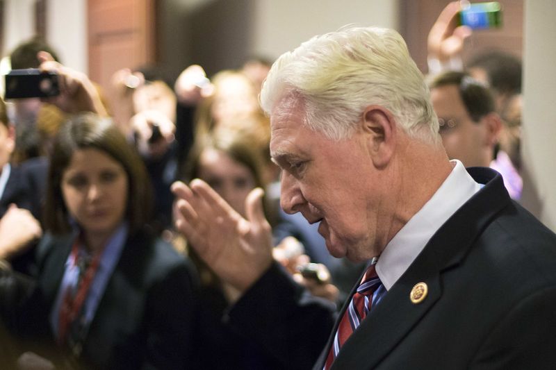 © Reuters. Moran talks to reporters as he departs after a House Democratic Caucus meeting at the U.S. Capitol in Washington