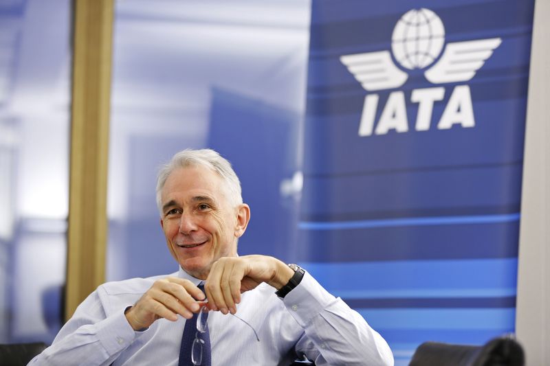 © Reuters. IATA chief Tyler attends an interview with Reuters in Geneva