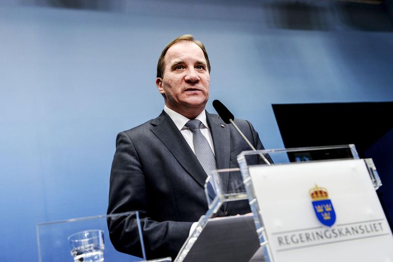 © Reuters. Sweden's PM Lofven speaks at a news conference in Stockholm