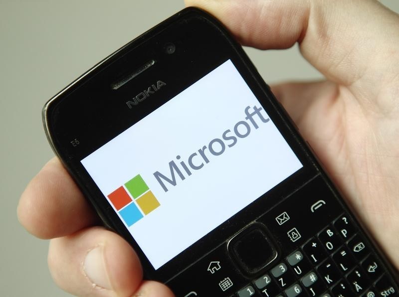 © Reuters. The Microsoft logo is displayed on a Nokia phone in Vienna