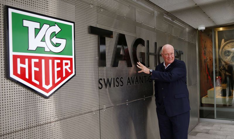 © Reuters. Biver, head of French luxury goods group LVMH's watch business and  interim CEO of TAG Heuer, poses in La Chaux-de-Fonds
