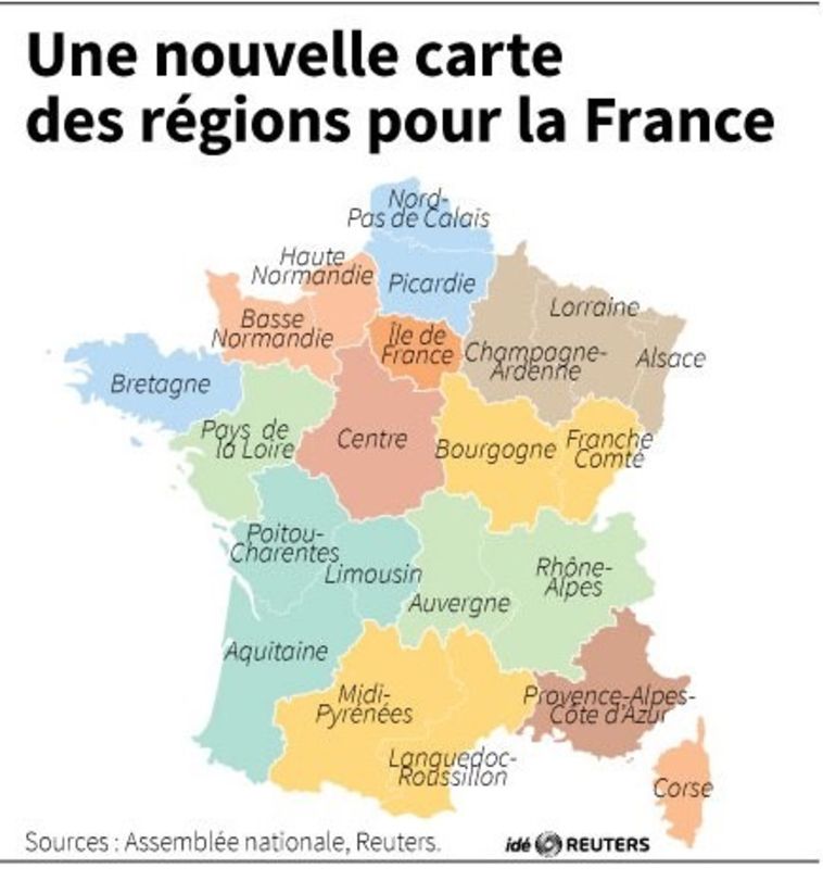 © Reuters. UNE NOUVELLE CARTE DES RÉGIONS POUR LA FRANCE