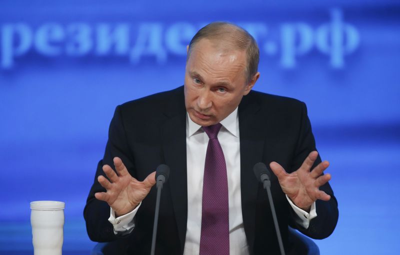 © Reuters. Presidente russo, Vladimir Putin, durante coletiva de imprensa de fim de ano, em Moscou 