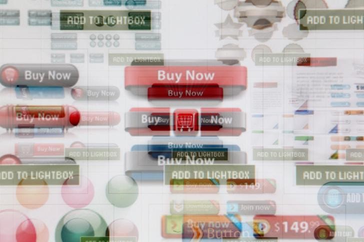 © Reuters. A zoomed image of a computer monitor shows a website selling button clipart for online shops in Vienna
